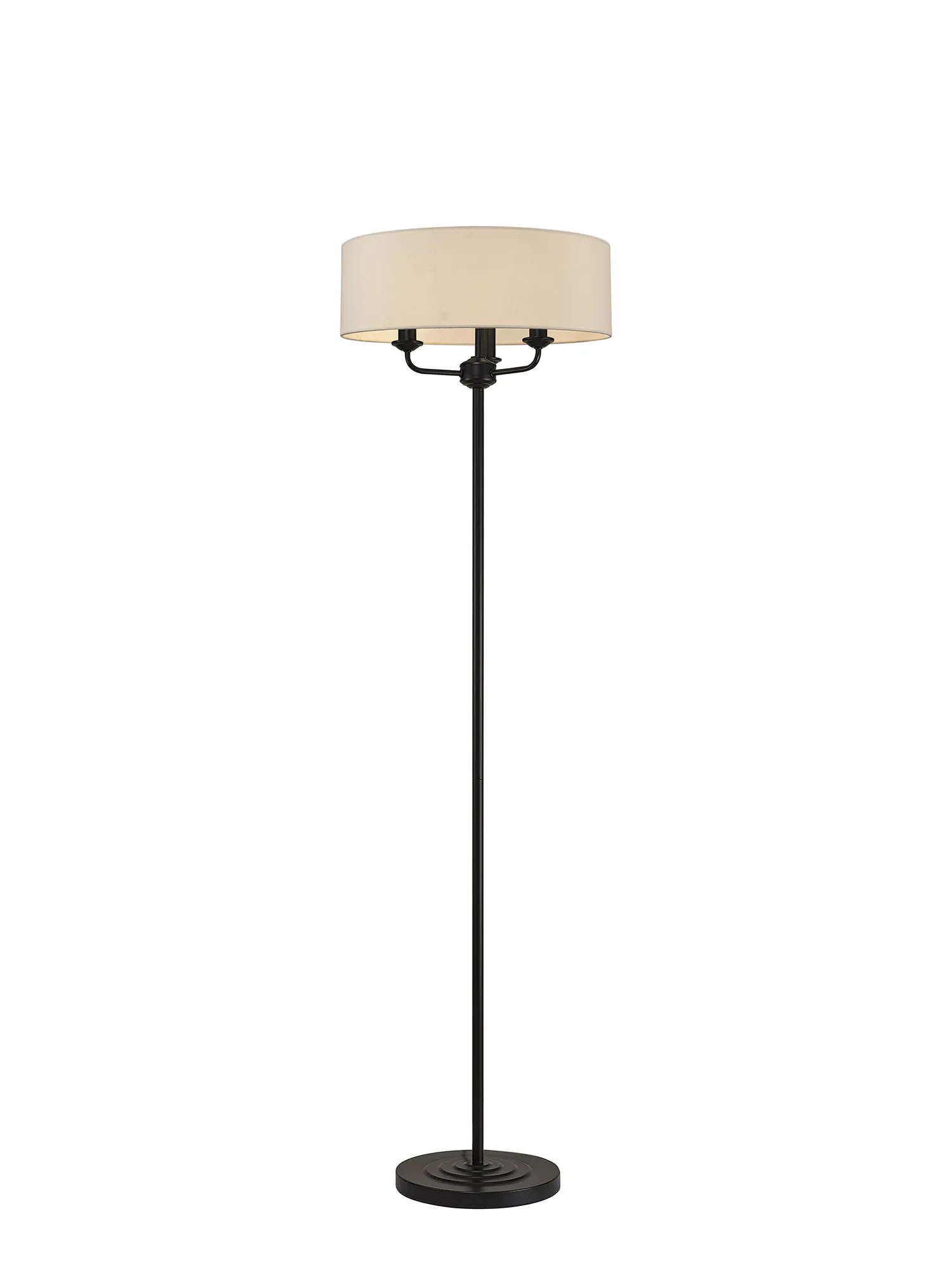DK1056  Banyan 45cm 3 Light Floor Lamp Matt Black, Ivory Pearl